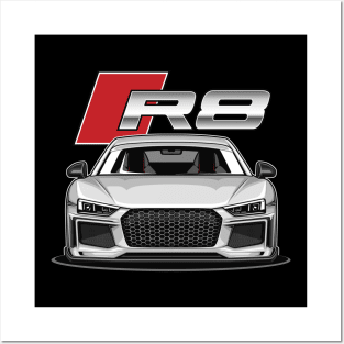 R8 V10 Performance (Glacier White) Posters and Art